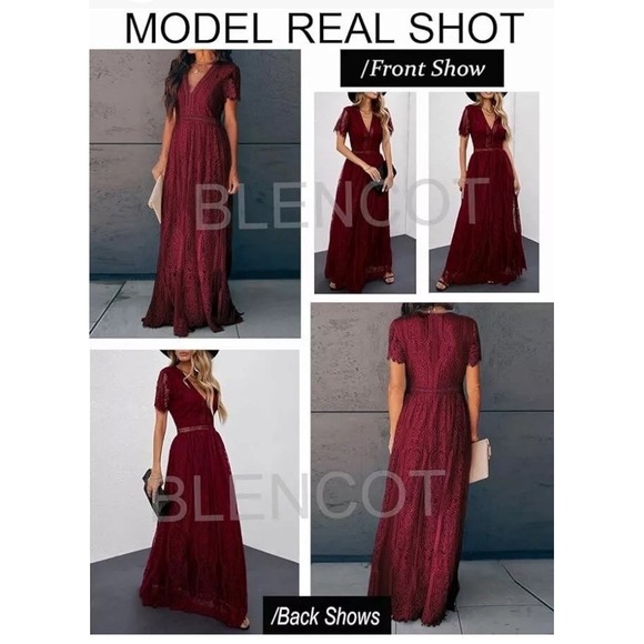 NWT Blencot  Maxi Dress Red Maroon‎ Lace Sz Small boho prairie cottagecore - Picture 2 of 14